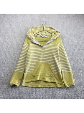 Y2K Roxy Girls Youth Fleece Hoodie Sz L Surfer Girl Pastel Yellow Boho Beach
